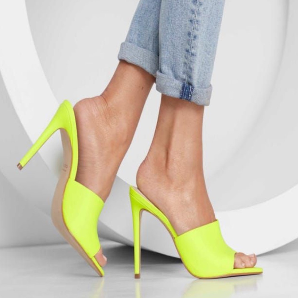 ALDO Women's Neon Yellow Heeled Mules